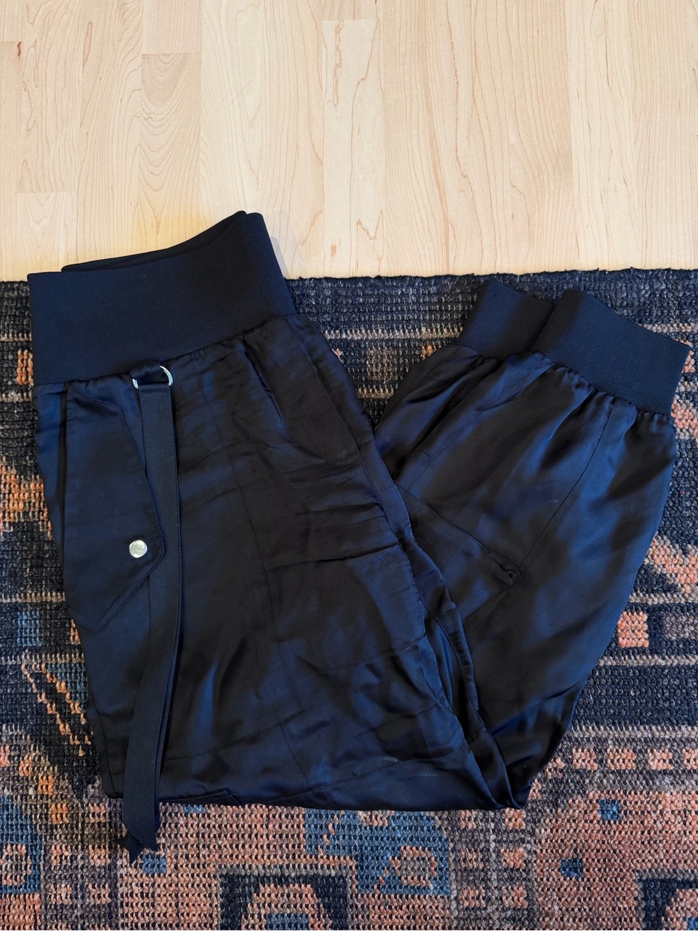 cinq a sept Black Giles Cropped Satin Jogger Pants